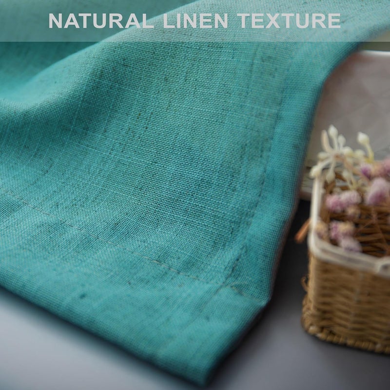 Pitalk Teal Linen Window Valance for Kitchen 3 Inch Rod Pocket Semi Sheer Boho Farmhouse Light Filtering Dark Teal Blue Green Valance Curtain Topper for Bedroom Living Room Dining Bathroom 18 Inch Length - Image 5